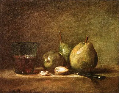 Pears, Walnuts and Glass of Wine Jean-Baptiste-Simeon Chardin